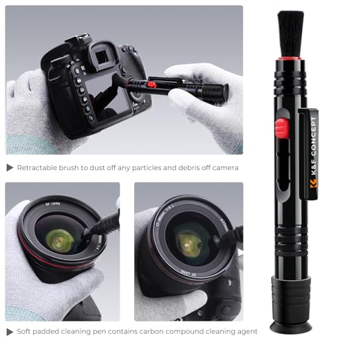 Image of K&F Concept Lens Cleaning Pen with Soft Brush, Double-Sided Carbon Head for Camera Lens, Optical Lens, Glasses, Cosmos /Valve Index /PS4 PS5 VR Headset, Drone Dust and Fingerprint Cleaning | 3-in-1 Cleaning Effect,Telescopic Button,Deep Cleaning,for Nikon Sony Canon Camera Optical Lenses,Easy to Carry,MP01