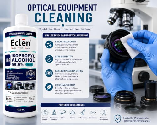 Image of ECLEN Isopropyl Alcohol 99.9% IPA | High Purity Isopropyl Rubbing Alcohol for Electronics Cleaning, Laboratory, Industrial, Surface Preparation & Technical Use (1000ml)