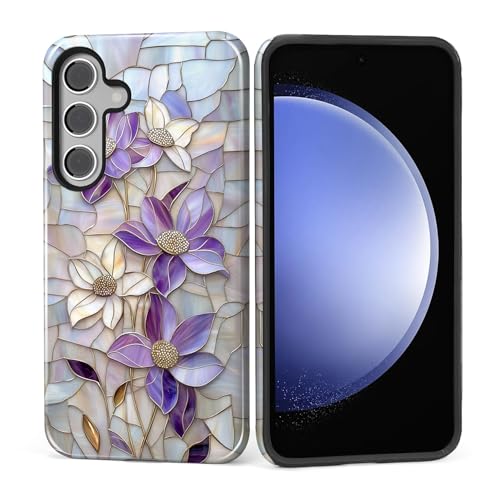 Coque Samsung Galaxy S23 FE anti-choc et rayures, motif fleur violette