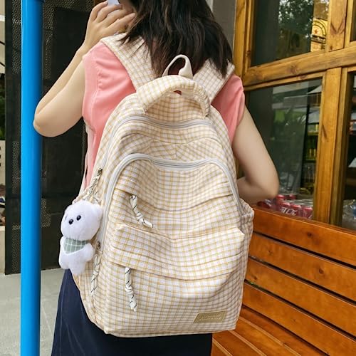 Kawaii Backpack Aesthetic Backpack Backpacks with Cute Pendant, Adorable Shoulder Bag (Yellow)3