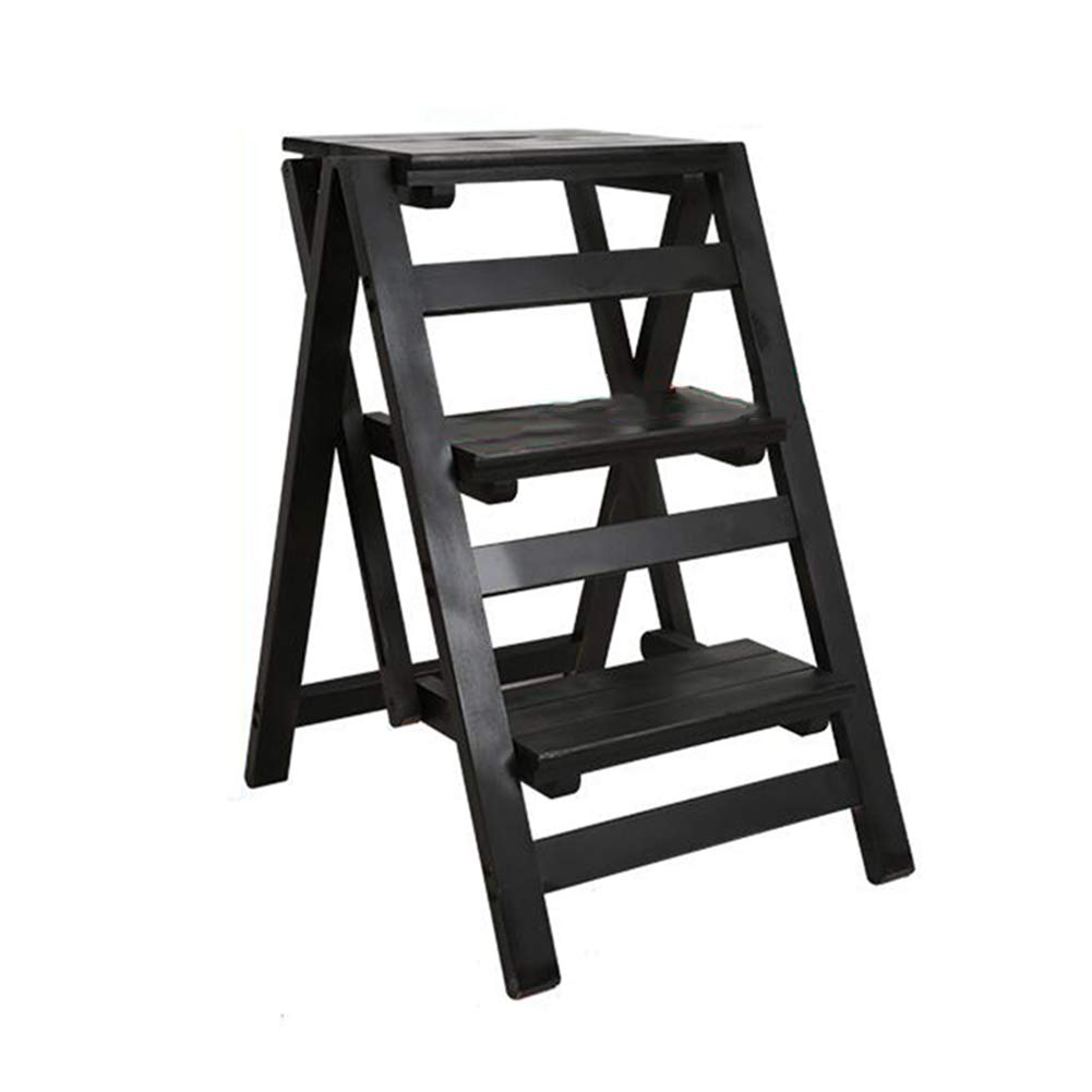 Escaleras multifunción de bambú LUNEZY con acabado premium color nogal oscuro para interior
