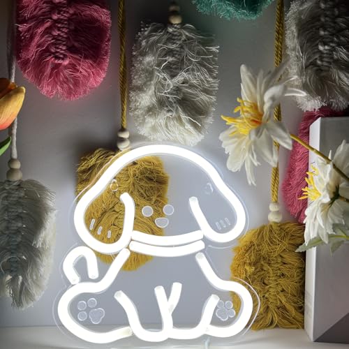 Image of Cute Dog Neon Sign, Teddy Neon Sign for Home Decor, Pet shop, Kids Room, Bedroom, Living Room, Bathroom, 8.63 x 8.07inches