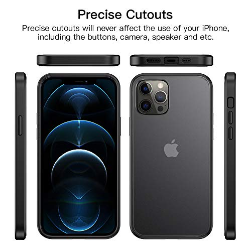 ICARER Custodia per iPhone 12/12 PRO, Custodia per PC Trasparente Opaca Sottile Antiurto Bordi TPU Posteriore Antiscivolo e Anti-Impronte Case Cover per Apple iPhone 12/12 PRO 6.1 Pollici 2020 (Nero)