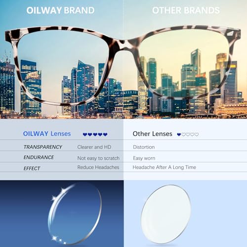 Image of Oilway Blue-Light Blocking Glasses Computer Reading /Gaming /TV /Phones Glasses Fashion Anti Eyestrain Glasses for Women Men(B2 Douhua + Transparent)