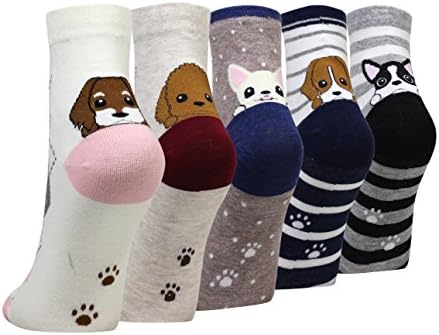 Wish Island Women's 4/5 Packs Cotton Crew Novelty Socks