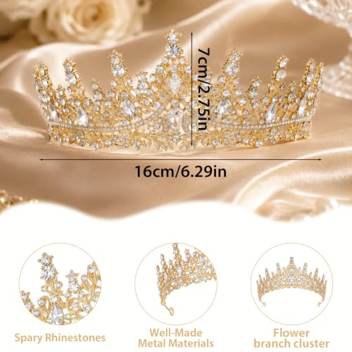 Corona de reina con diamantes de imitación finos para novias y tiaras de boda 2