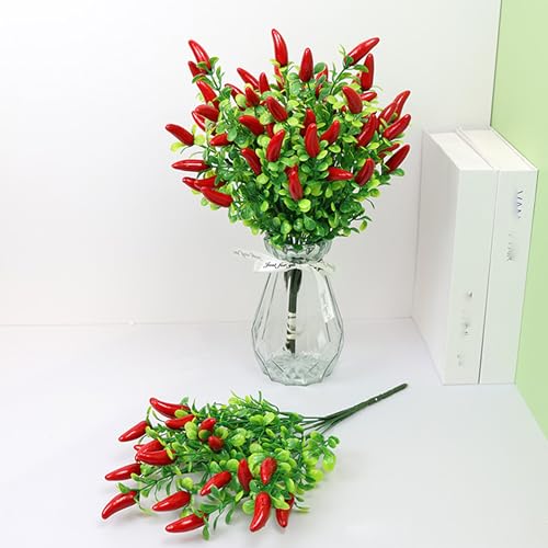 dher 4pcs ramo di peperoncino artificiali, decorazione di frutta di simulazione, per la casa, della tavola, matrimonio, decorazione di casa di natale, festa giardino (peperoncino)