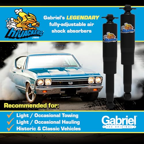 Image of Gabriel 49236 HiJackers Rear Adjustable Air Shock Absorbers Fits Chrysler Grand Voyager, Town & Country; Dodge Caravan & Grand Caravan; Honda Pilot; Plymouth Voyager & Grand Voyager (1 Pair)