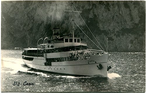 Primi '900 Capri Motonave Passeggeri SPAN Napoli Molo Beverello FP B/N ANIM Cartolina Postale
