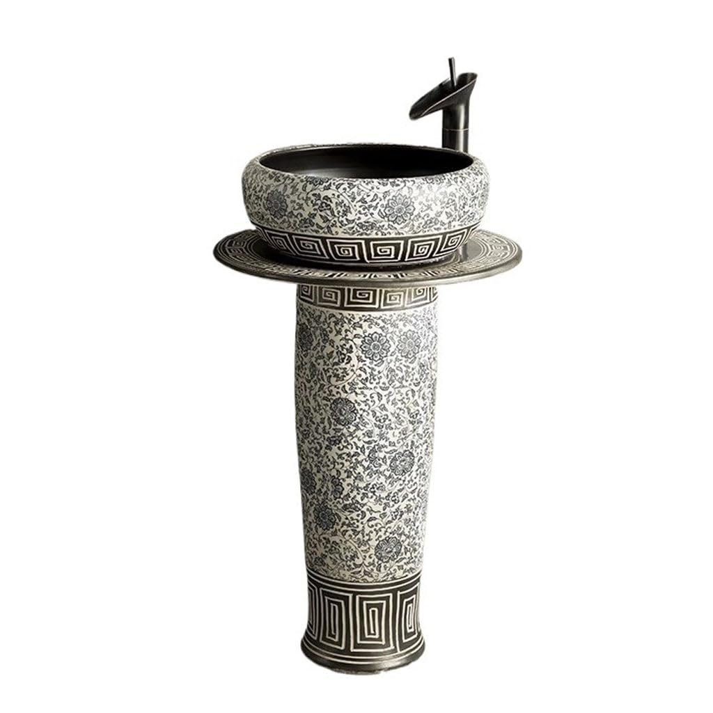 Bathroom Sink Home Outdoor Wash Basin Courtyard Column Balcony Column Basin Bathroom Integrated Floor Art Wash Basin Bathroom Vanity