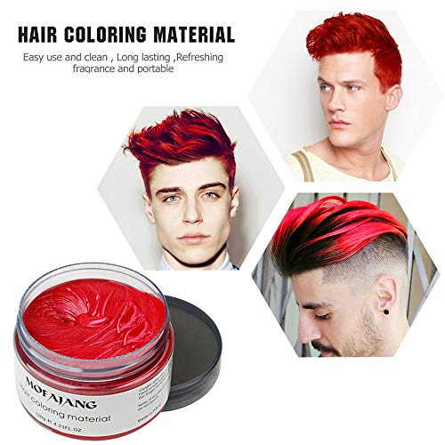 Image of Red Temporary Hair Dye Wax Natural Instant Hair Color Wax Pomades 4.23 oz,Hair Styling Clay for Party, Cosplay, Halloween,Christmas