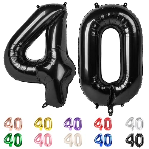 Number Balloons 40 In 40 Numbers 40th Birthday Decorations for Women Men Black Birthday Party Decorations Big Balloons for Wedding Celebration Party Graduations