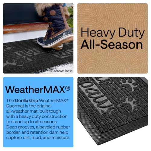 Image of GORILLA GRIP WeatherMAX Door Mat, Indoor Outdoor Use, 35x23, Black Paw