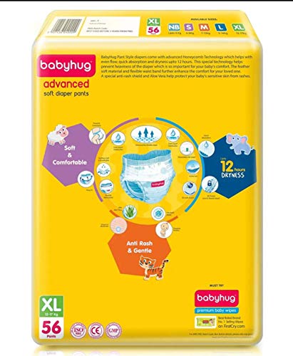Image of Babyhug Advanced Soft Infant Diaper Pants, Extra Large, Xl (12 To 17 Kg) - Combo Pack Of 3(168 Diapers)