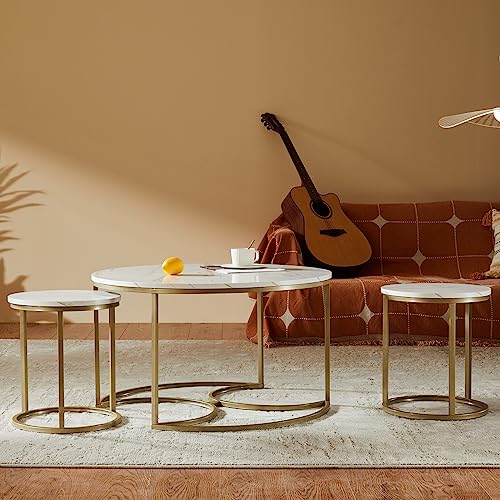 Buy Round Coffee Table Set White Modern Coffee Table for Living Room