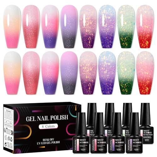 Set de 8 esmaltes de gel que cambian de color MEET ACROSS miniatura 1