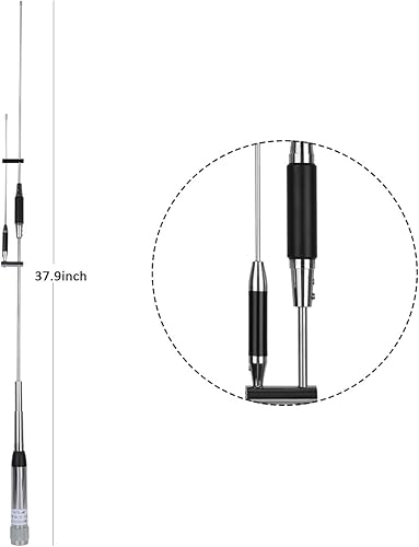 Miniatura 4 de HYS VHF UHF - Radio móvil multibanda de 6.6ft y 27.6in, antena de 37.9 pulgadas, antena de látigo de 144245430 Mhz para radios móviles Baofeng