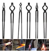 Beginner Blacksmith Tongs Forge Tools Set Anvil Vise Includes 1/4 Flat Jaw, Pick Up, Scroll, 3/8 ...