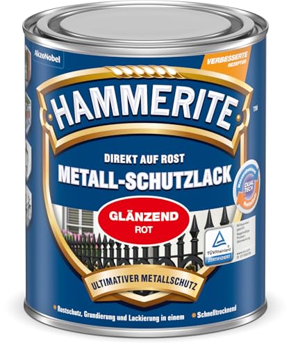 Hammerite Metallschutzlack Glänzend, Rot, 750ml