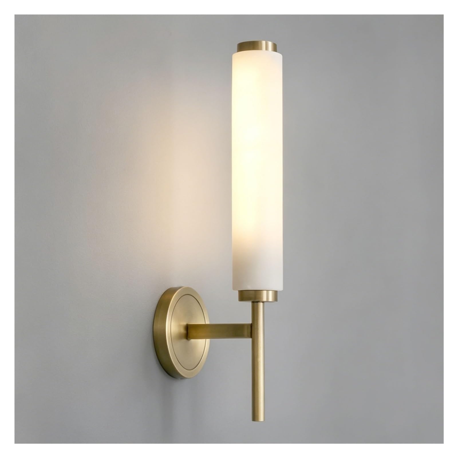 LUOYAOB Modern Brass Wall Sconce 1 Light Cylinder Glass Wall Mounted Light Fixture Indoor Wall Lamp for Bathroom Bedroom Living Room Hallway Corridor Interior Home Wall(A,1LIGHT)