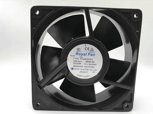 REAMTONY R125C[C01] 200V All Metal Iron Leaf Cooling Fan - 12038 Size, 22/20W Power, Durable and Efficient Shrandi