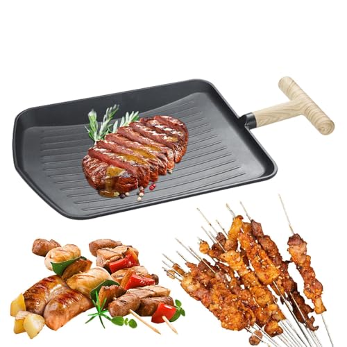 Ycezw Grillplatte mit Holzgriff