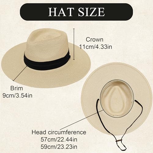 Sombrero de paja mujer estilo Fedora con ala ancha miniatura 2