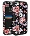 iPod Touch 5 Case,iPod Touch 6 Case,OBBCase Three Layer Heavy Duty Hybrid Sturdy Armor High Impact Resistant Protective Cover Case For Apple iPod 5/Apple iPod 6 Rose Flower/Black
