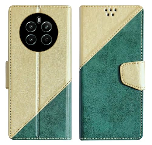 Image of SBMS Flip Cover for Realme Narzo 70 Pro 5G / Realme 12 Plus 5G / Narzo 70 5G / P1 5G Back Cover Case with Magnatic Closure|Inbuilt Stand|Card & Money Pocket (MultiGreen)