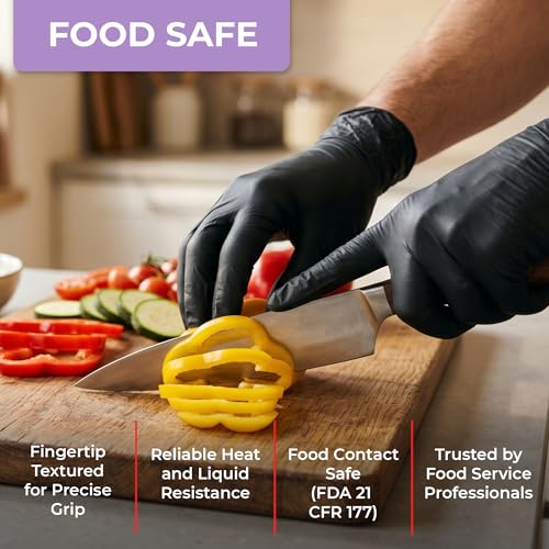 Image of Cranberry Compac Black Nitrile Gloves Disposable Latex Free - Powder Free Food Safe Dental Medical Cleaning & Tattoo Supplies
