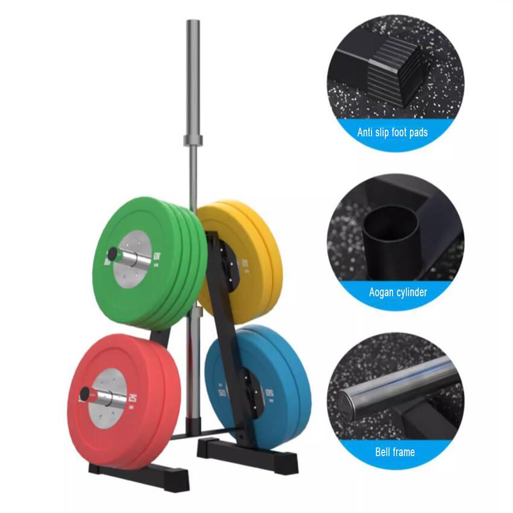 ERoomQ Floor Stand Bumper Plate Holder, Home Gym Barbell Storage A-Frame Organizer for Men Women Bars Display Holder/Organizer Tree