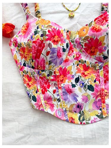 Floerns Women's Floral Print Sweetheart Neck Camisole Asymmetrical Hem Corset Bustier3