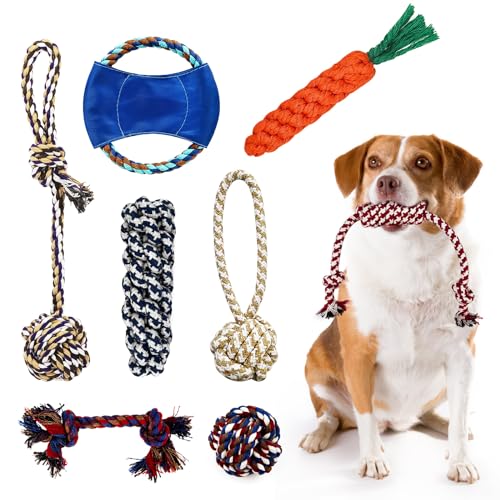 Wodondog Hundekauspielzeug,welpenspielzeug,8 Stück Spielzeugset für Welpen,Tauziehen Plüschhundespielzeug, Natürlicher Baumwolle & Ungiftig, Lindern Sie Stress und Langeweile