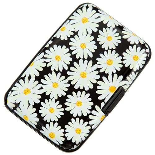 Image of Credit Card Holder, Metal Card Wallet RFID Blocking Mini Slim Aluminum Business Hard Card Case for Women Men (Daisy)