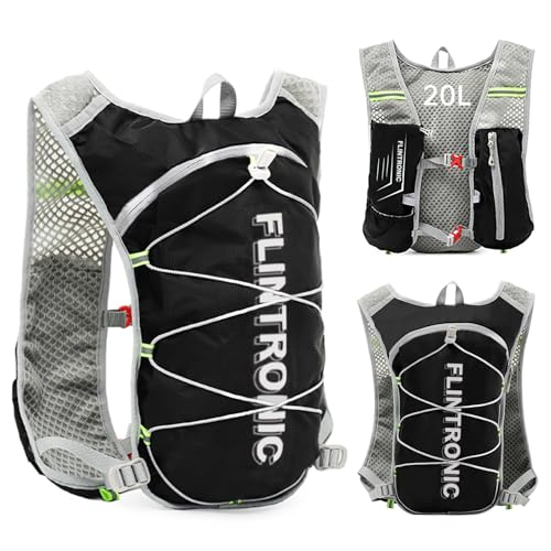 Flintronic 1PC Chaleco Hidratacion Trail Running Mujer Hombre, Ligero Chaleco de Hidratación Ultraligero, Mochila Hidratacion, para Bici Running, Ligero Deportes, Negro