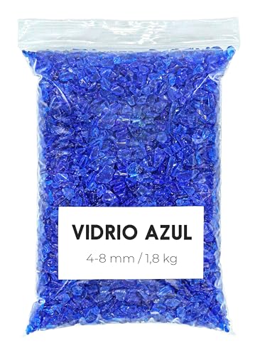 Landare Cristal Triturado Azul 1,8kg - Vidrio Triturado - Cristal Trozeado - Vidrio Trozeado - Trozos de Cristal para Manualidades (4-8 mm) (Azul)