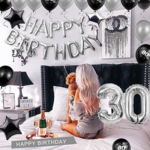 Palloncini 30 Anni Nero e Argento, Addobbi 30 Anni...