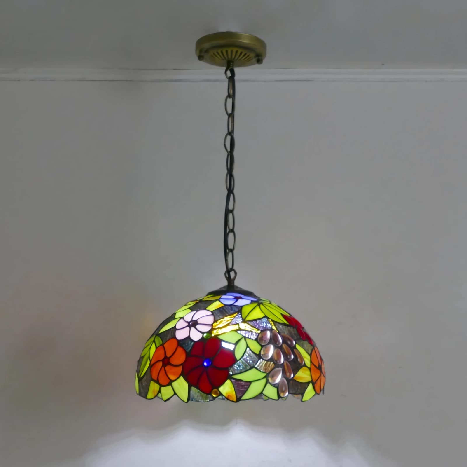 YNIYUJKL Tiffany-Style Chandeliers, Stained Glass Ceiling Pendant Light Fixtures For Living Room Bedroom Kitchen Hallway, E27 Bulb, Max40W,30Cma