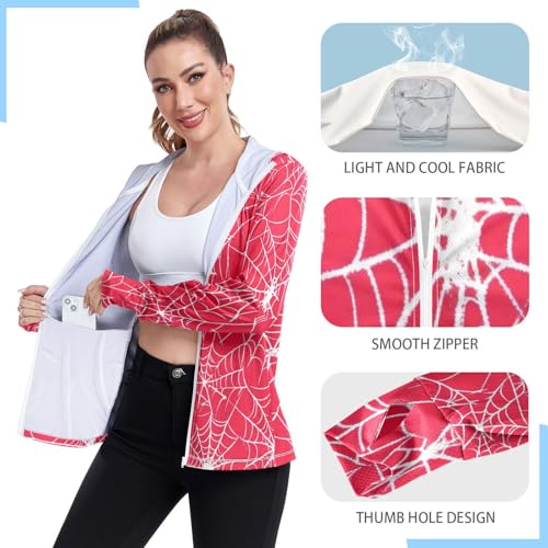 Gradient Purple Athletic Shirts Women Upf 50+ Running Hoodie Women S-XXL Zip Up Workout Jacket, Violet dégradé 39, X-Large – Image 5