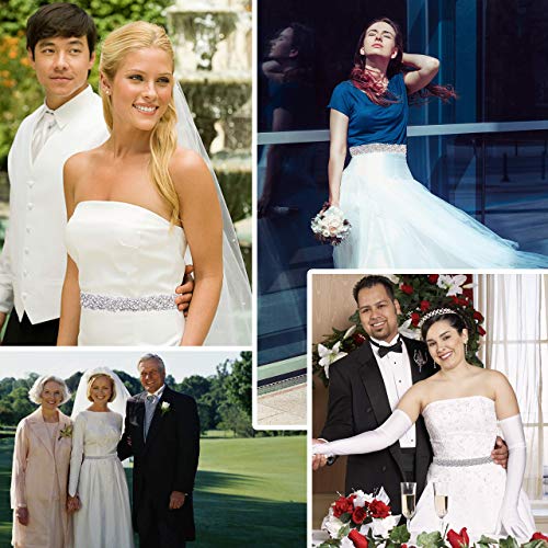 Lovful Handmade Bridal Belt, Rhinestone Wedding Dress Belts, Ribbon Crystal Sash for Women2