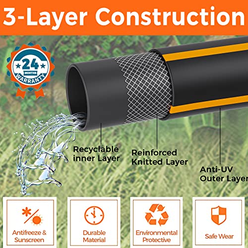 Giraffe Tools Garden Hose 25Ft X 5/8", Water Hose Heavy Duty, Flexible, Lightweight Hybrid Hose With Swivel Grip Handle, Male To Female Fittings #TOP5