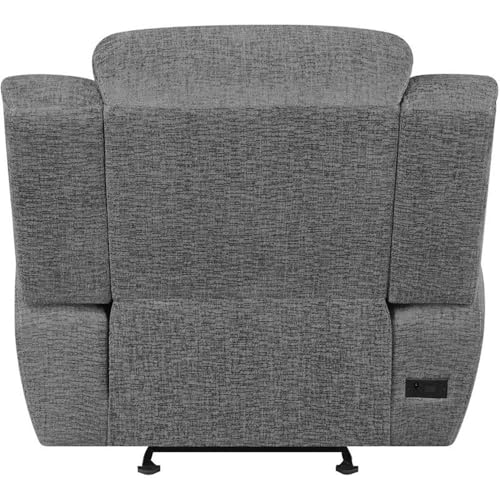 Sillón reclinable con espuma fría y tapizado gris miniatura 4