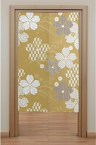 さくら 桜 のれん おしゃれ ロング 目隠し 間仕切り 綿麻, 和風 和柄 桜 暖簾 ドア カーテン 障子 戸口 居間 出入り口 玄関 小窓 リビング キッチン 台所 部屋 着替え室 洋室 和室 居酒屋 料理屋 室内 インテリア かわいい のれん棒付き 約