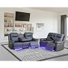 Breathable Leather Power Recliner Sofa Set, Reclining Sofa and Couch Set with LED/USB Port/Cup Holder,2 Pieces Living Room Set with Reclining Couch and Loveseat Dark Grey