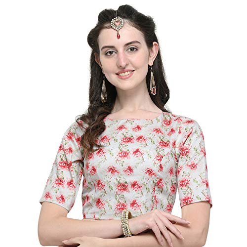 Image of Janasya Women's Poly Silk Digital Printed Saree Blouse