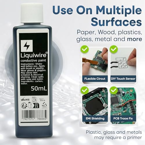 Electrically Conductive Paint 50ml - Water-Based Carbon Coating for Guitar Shielding, PCB & Remote Control Repair - Matte Black EMI/RF Shield - Image 3