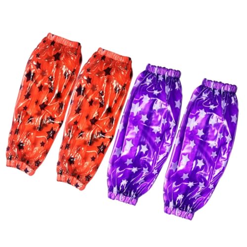 SEWACC Fundas Impermeables de Manga Larga de Pvc para Cocina, 2 Pares Diseño de Estrellas, Protector de Brazo Resistente al Aceite para Limpieza y Uso Industrial