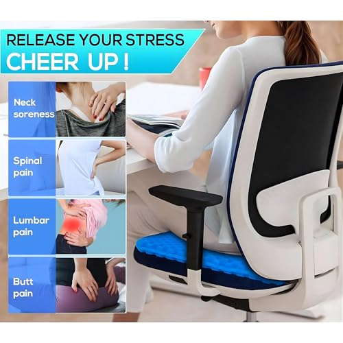 Image of Devera Gel Seat Cushion for Office Chair & Car Driver, Honeycomb Silicone Gel Cooling Seat Cushion, Breathable Pressure Relief Sitting Cushion, Black 36x30x3.5cm (Rectangular)