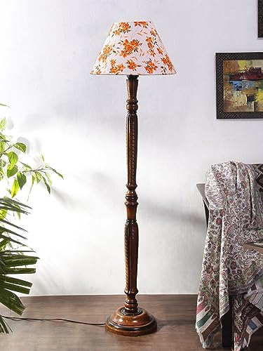 Image of Devansh Multicolor Cotton Conical Wooden Floor lamp -29