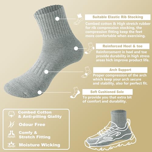 Image of MAGIARTE Womens Athletic Cotton Mini Crew Socks Thick Cushioned Running Hiking Multi Sports Socks for Women 4 Pairs